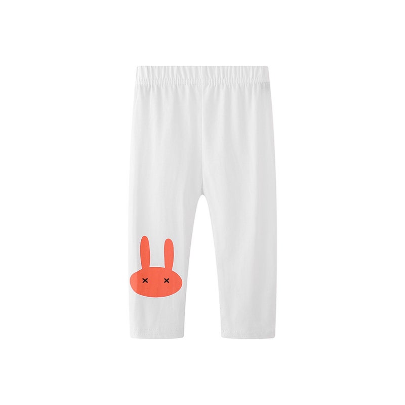 Children'S Pants Girls' Baby Girls' Cotton Five-Point Leggings Bunny Printed Leggings - Image 3