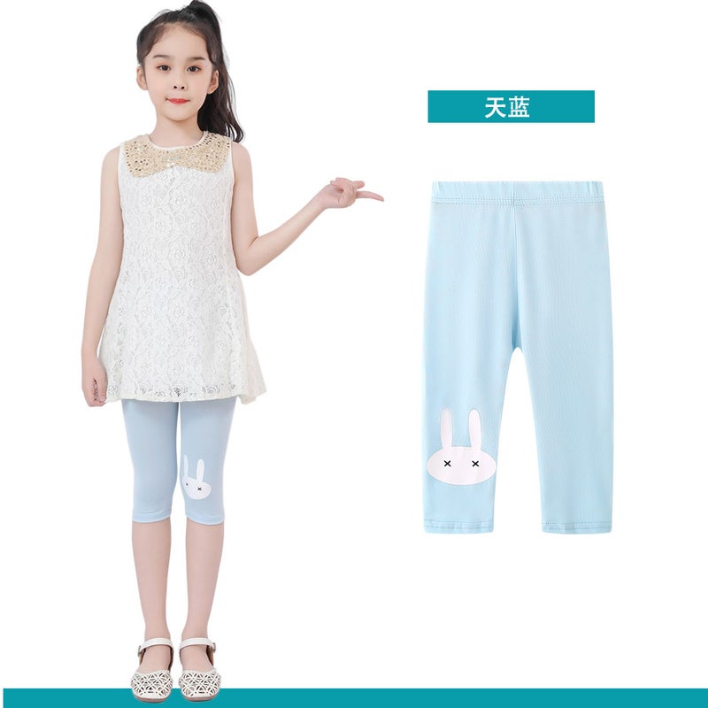 Children'S Pants Girls' Baby Girls' Cotton Five-Point Leggings Bunny Printed Leggings - Image 1