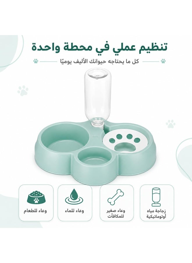 طبق طعام ومياه 3 في 1 للحيوانات الأليفة – موزع مياه أوتوماتيكي مع وعاء للطعام ووعاء للمكافآت، مناسب للقطط والأرانب والكلاب الصغيرة، سهل التنظيف ومقاوم للانسكاب - Image 4