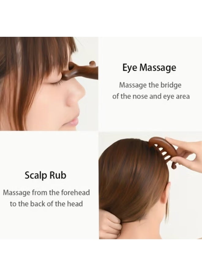 Multifunctional Sandalwood Massage Comb, Head Massage Comb, Wooden Massage Comb, Gua Sha Scraping Scalp and Hair Massage, Scalp Stimulator, Facial Body Massager - Image 2