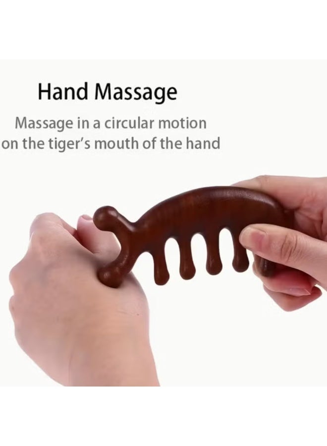 Multifunctional Sandalwood Massage Comb, Head Massage Comb, Wooden Massage Comb, Gua Sha Scraping Scalp and Hair Massage, Scalp Stimulator, Facial Body Massager - Image 4