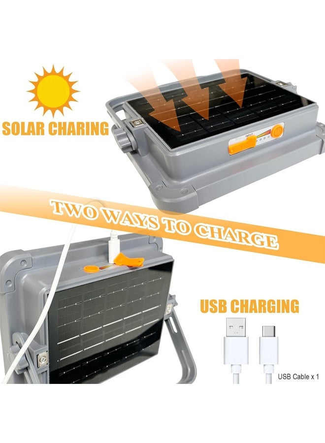 DUNISO ضوء LED لموقع البناء، تدرج غير متقطع، تصنيف مقاوم للماء IP66، ضوء شمسي مغناطيسي خارجي، ضوء شحن شمسي، ضوء طوارئ محمول، ضوء عمل خارجي مقاوم للصدمات والغبار، مزود ببطارية طوارئ USB، مناسب للتخييم، مواقع البناء، الطوارئ، إصلاحات السيارات، 4 أوضاع إضاءة - Image 2