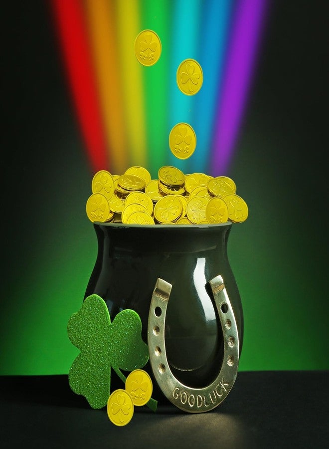 Chochkees St. Patrick's Gold Plastic Shamrock Coins, 50 Pack 3-Leaf Clover Coin for Party Decoration Favors, Leprechaun, Pirate, Educational & Classroom Learning Activities Party Favor (50 Coins) - Image 3