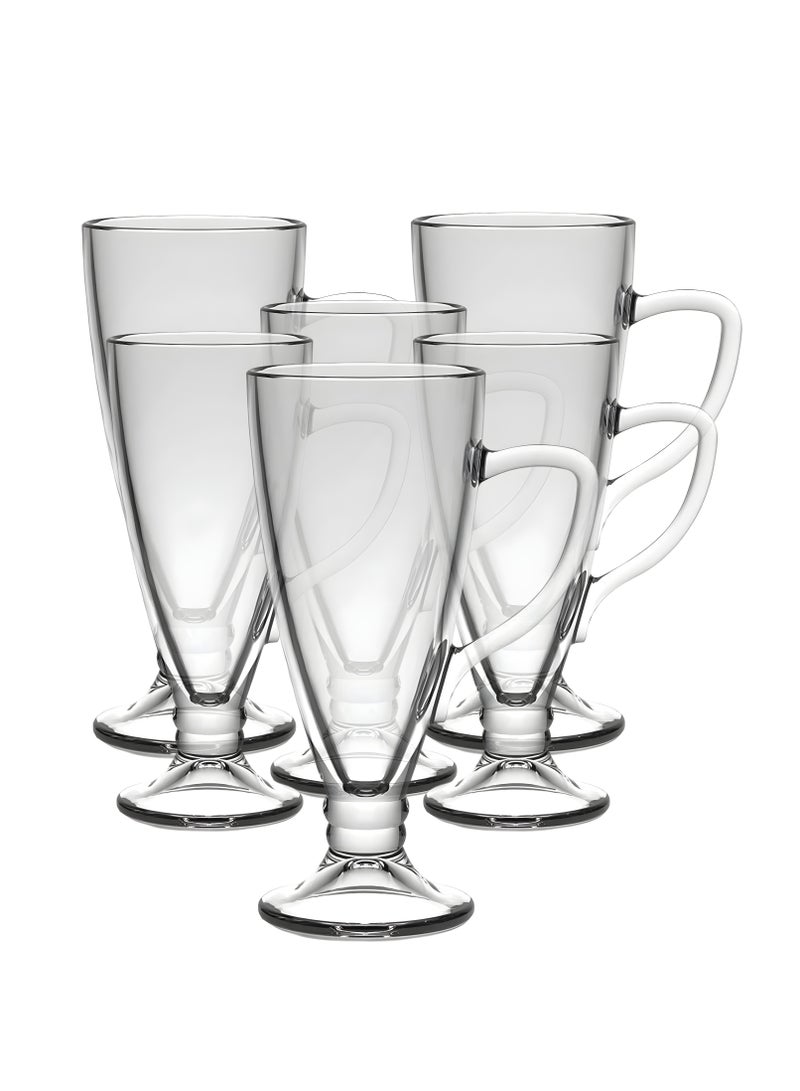 Coffee Glass Mug -250ml - 6 Pack - Glass Mugs with Handle, Infusion Mug, Coffee Cups Perfect for Cappuccino, Latte  - Image 1