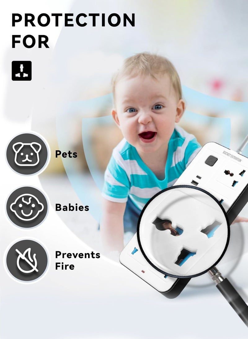 NextWave 3 meters Universal Extension Lead with Multiple Function UK Plug 3 Pin Socket Outlet with 8 Gang 3 USB Port 1 Type-C Port 3M Electric Socket Mains Strip for Home Kitchen and Office 3 meters - Image 3