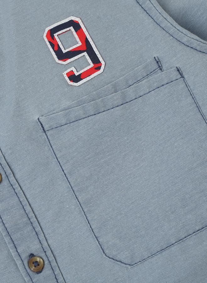 Infinity Boys Grey Solid Double Pocket Detail Long Sleeves Shirt - Image 4