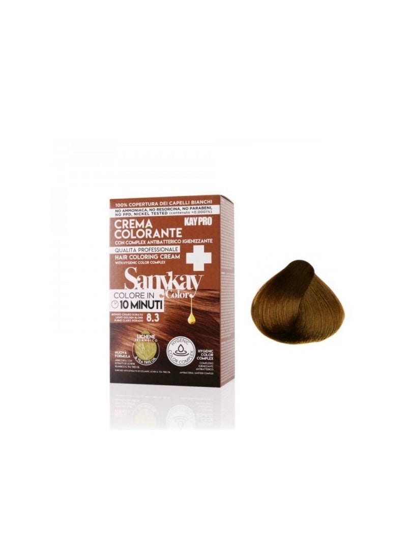 KayPro SANYKAY Hair Colouring Cream from Kay Pro in light golden blonde 8.3 with tea tree extract, ammonia-free resorcinol-free paraben-free paraffin-free - Image 1