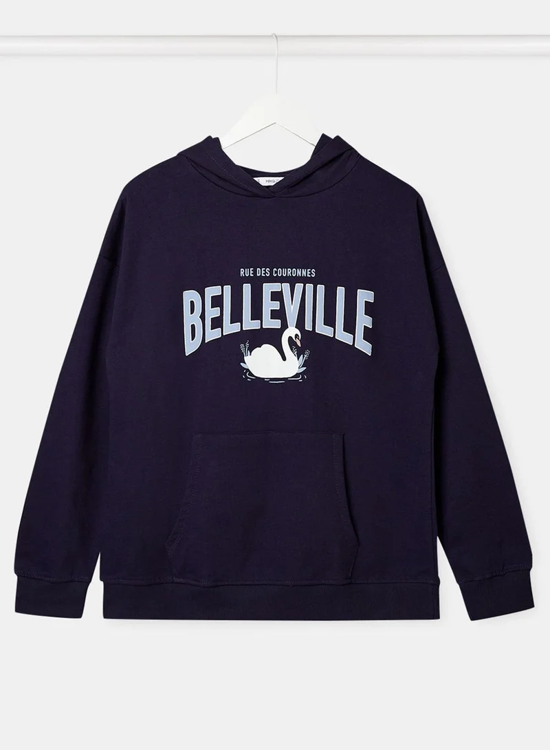 MANGO Kids Belle Slogan Hoodie