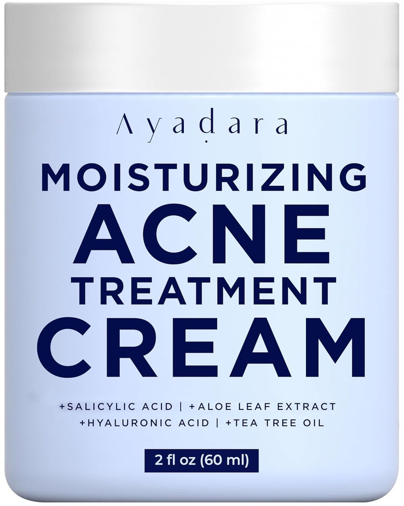 AYADARA Moisturizing Acne Treatment Cream Salicylic Acid Face Moisturizer for Oily  Acne Prone Skin Pimple Blackhead Whitehead Hormonal  Cystic Acne Treatment for Men Women 90Day Supply by Ayadara 