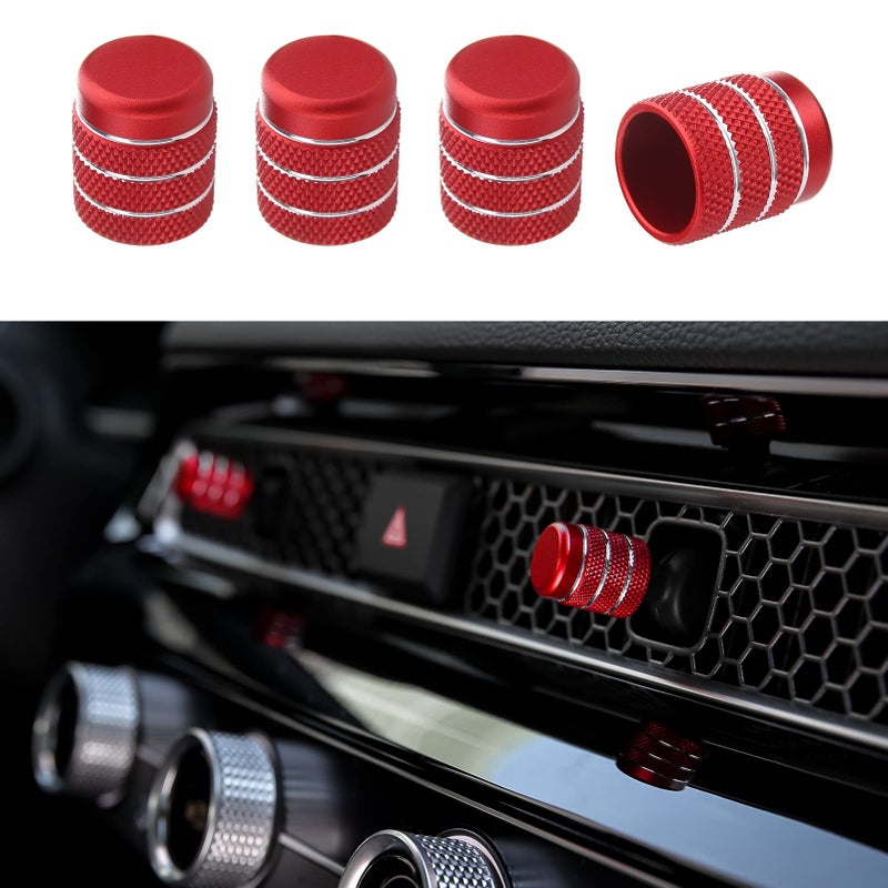 CKE 4pcs Compatible with Honda Civic CR-V 2026 2025 2024 2023 Accessories Car Center Console Cover Air Vent knob Caps Interior Decoration Cover Trims -Red