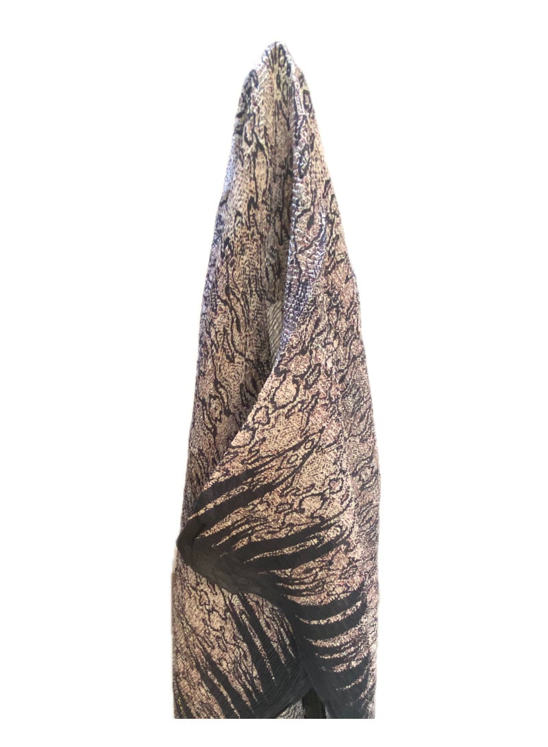 Zebees Long Scarf/Hijab, Black & Pink  - Image 1