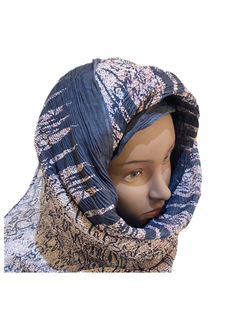 Zebees Long Scarf/Hijab, Black & Pink  - Image 2
