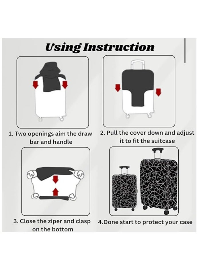 Maanys Luggage Cover Protector, Spandex Suitcase Cover | Washable, Anti-Scratch Travel Gear for 18-32 Inch Bags (Black & White, M(22-24)) - Image 2