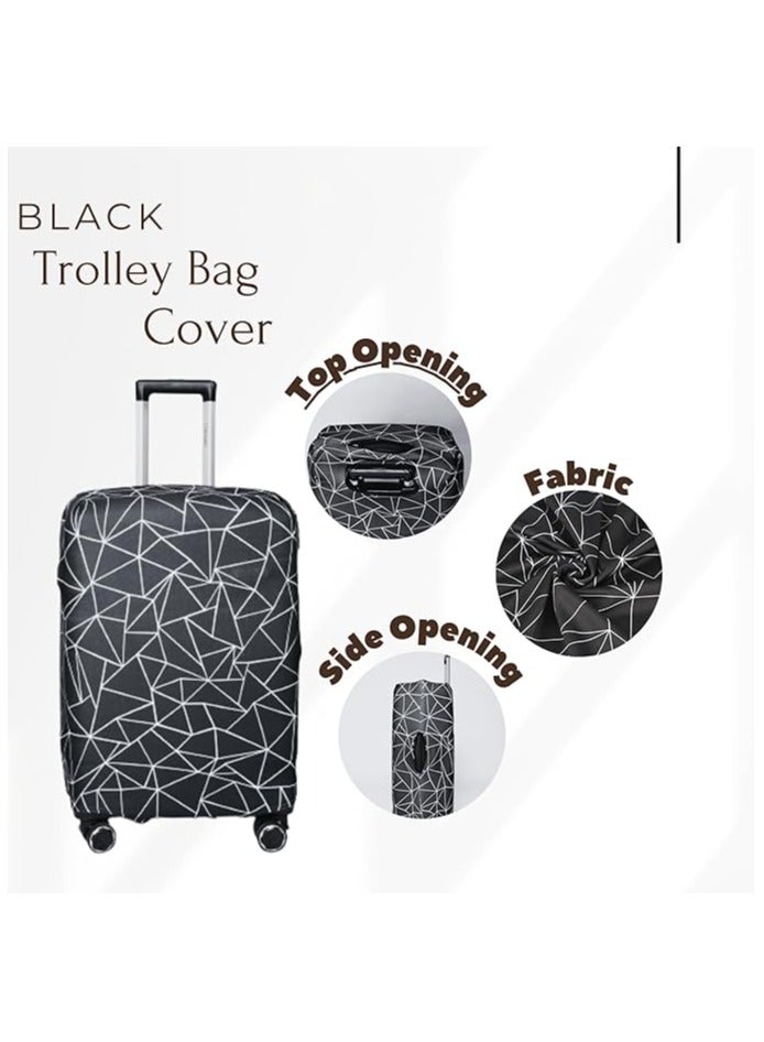 Maanys Luggage Cover Protector, Spandex Suitcase Cover | Washable, Anti-Scratch Travel Gear for 18-32 Inch Bags (Black & White, M(22-24)) - Image 3