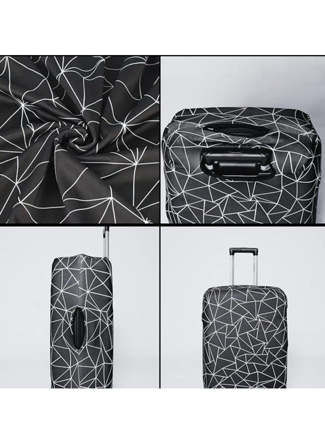 Maanys Luggage Cover Protector, Spandex Suitcase Cover | Washable, Anti-Scratch Travel Gear for 18-32 Inch Bags (Black & White, M(22-24)) - Image 5