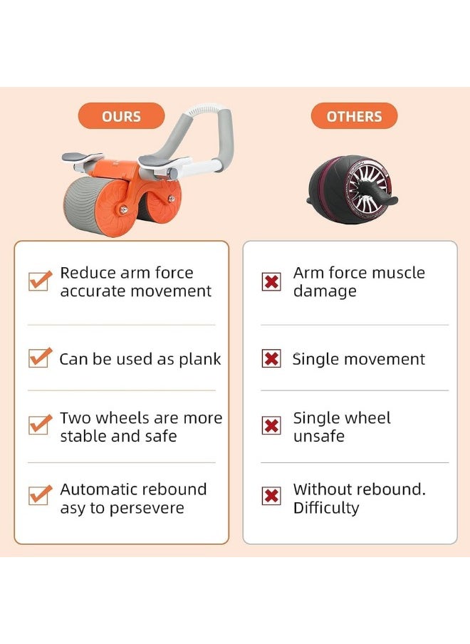 Happy Home Automatic Rebound Abdominal Wheel Kit, Elbow Support Ab Roller Workout Equipment with Timer, Ab Fitness Equipment, Exercise Equipment Abdominal Roller Machine (Pink)  - Image 3