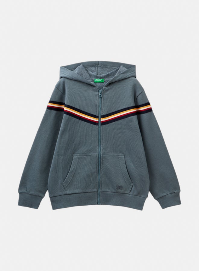 بينيتون سويتر أولاد بتفاصيل مخططة - Image 1