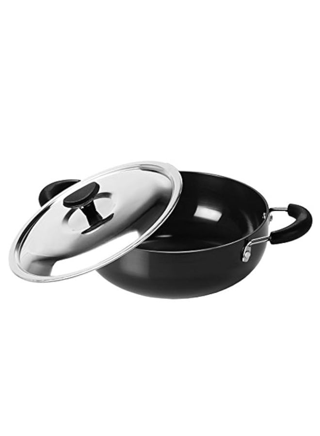 Sumeet 3mm Hard Anodised Deep Kadhai Size 10 in diameter (185mm) (1 Ltr) with Stainless Steel Lid - Image 3