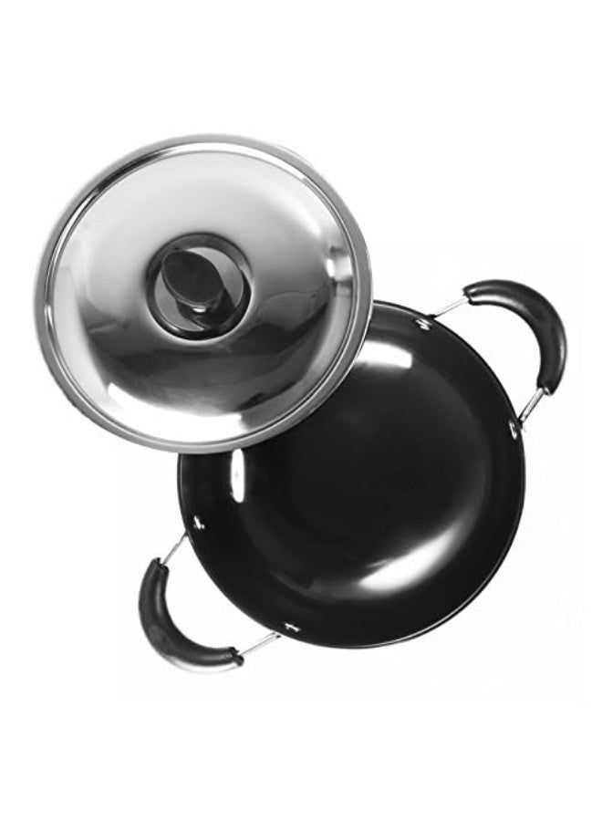 Sumeet 3mm Hard Anodised Deep Kadhai Size 10 in diameter (185mm) (1 Ltr) with Stainless Steel Lid - Image 2