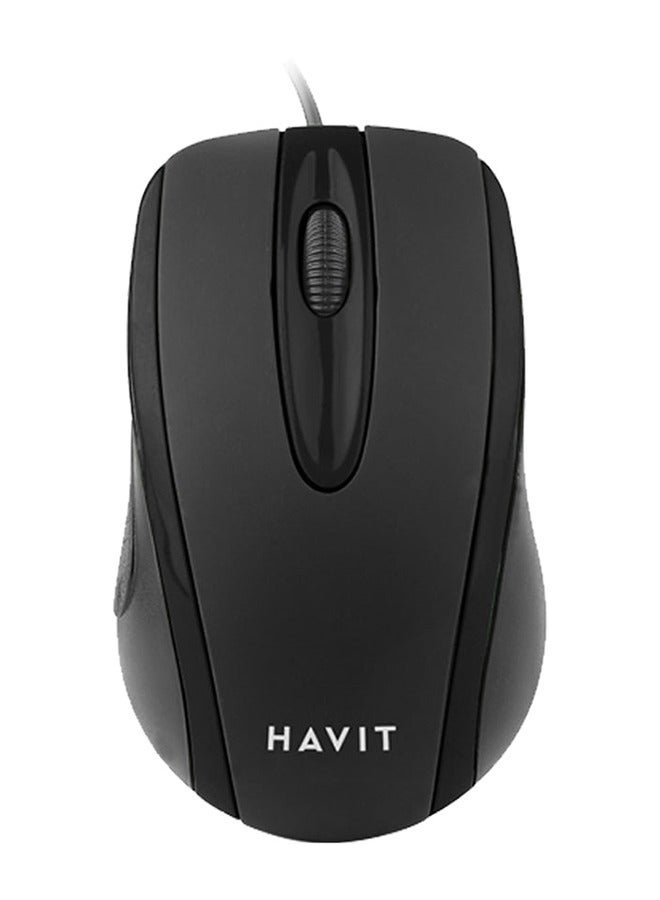 havit HV-MS753 USB2.0 Wired Optical Mouse, Ergonomic Design, HVMS-MS753-BK - Image 1