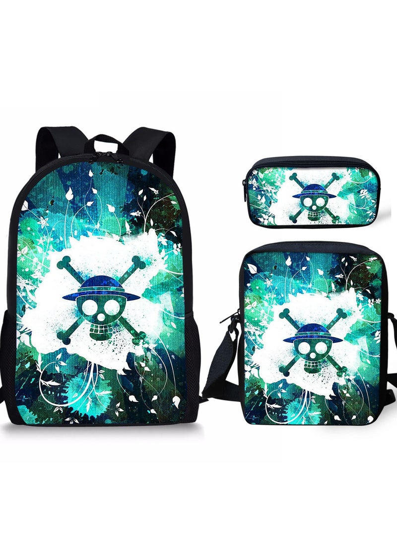One piece  Children Backpack Daypack Schoolbag Teen Boys School Book bag with Lunch Box Pen Case 3 in 1