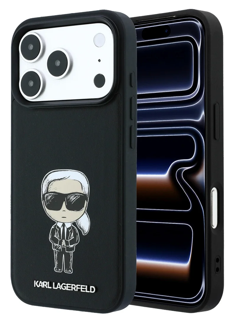 Karl Lagerfeld MagSafe Phone Case Smooth PU Leather Ikonik Sketch Hard Cover for iPhone