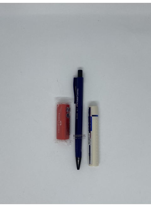 Faber Castell Econ 0.7 Navy Blue + 0.7 120 Tip + Red Triangle Eraser Set