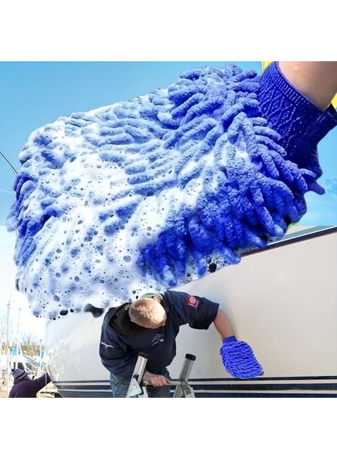 Orange Microfiber Cleaning Gloves Super Soft Absorbent For Car Boat Home Traceless - Image 2