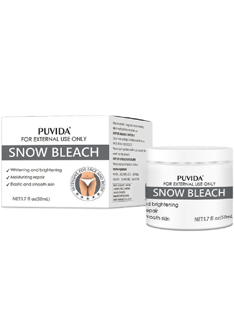 PUVIDA 50ml Snow Bleach Cream Whitening and Brightening Cream for Underarm Armpit Knee Elbow Thigh Joint Intimate Parts Moisturizing Repair Dark Spot Corrector Lotion Intimate Area Bleaching Crem - Image 1