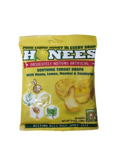 Honees Honey Lemon Menthol Eucalyptus Cough Drops 20 King Sized Drops 3.5 oz (100 g)  - Image 1