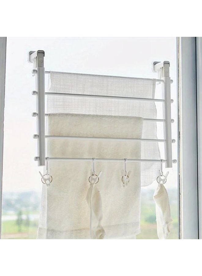 Adjustable Aluminum Folding Clothes Drying Rack Wall Mounted Indoor Outdoor - Image 3