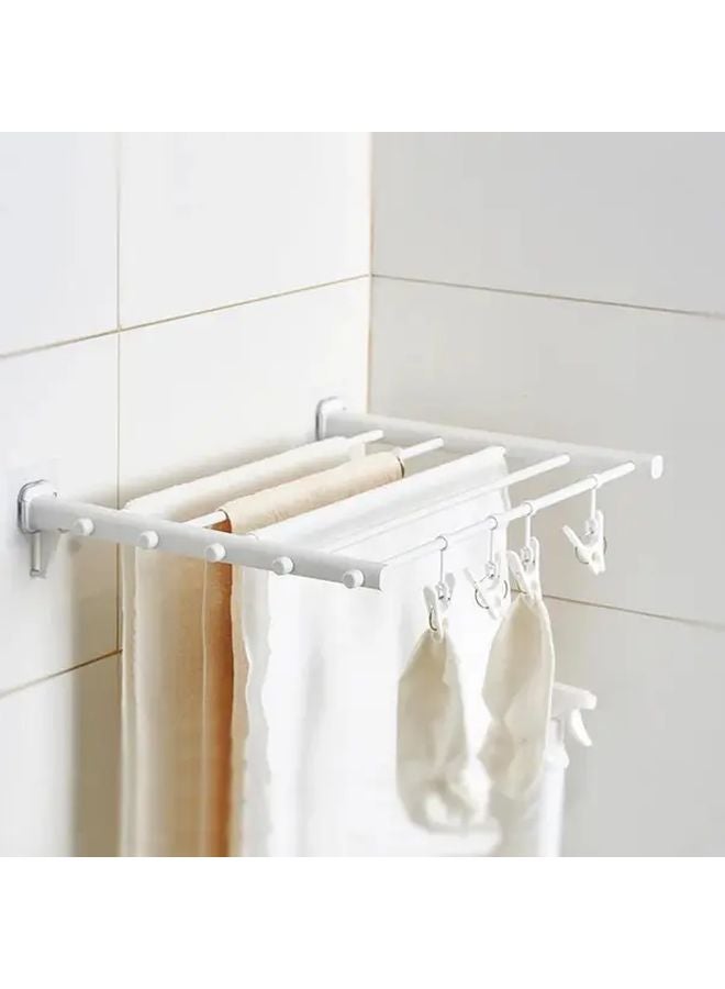 Adjustable Aluminum Folding Clothes Drying Rack Wall Mounted Indoor Outdoor - Image 4