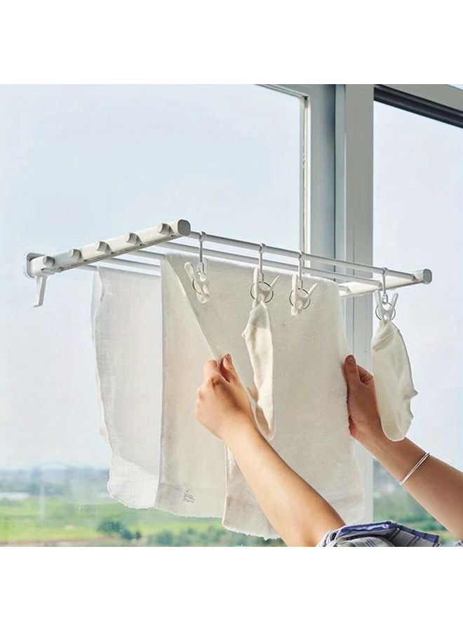 Adjustable Aluminum Folding Clothes Drying Rack Wall Mounted Indoor Outdoor - Image 2
