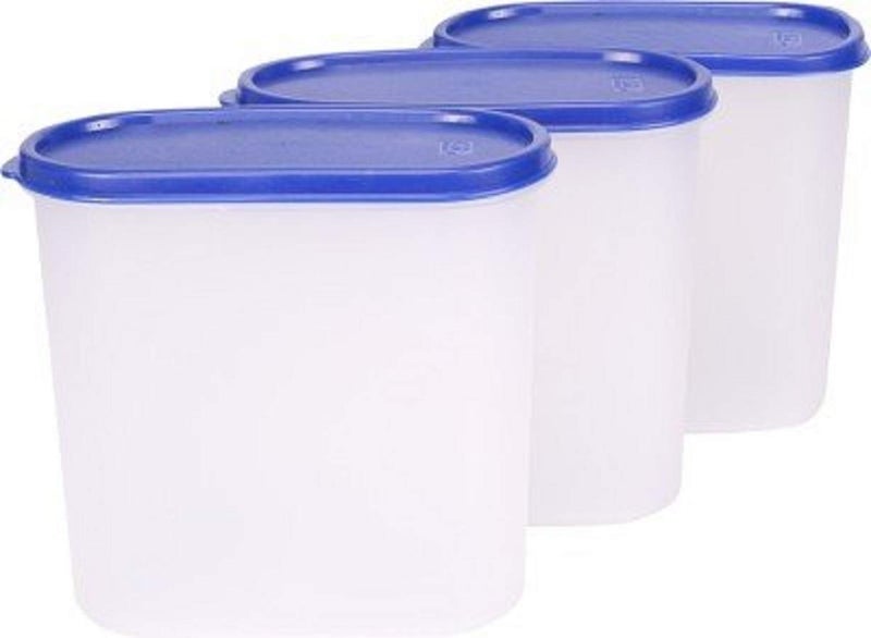 Mahaware Modular Oval Plastic Kitchen Container Set1800 ml Set of 3 Blue - Image 5