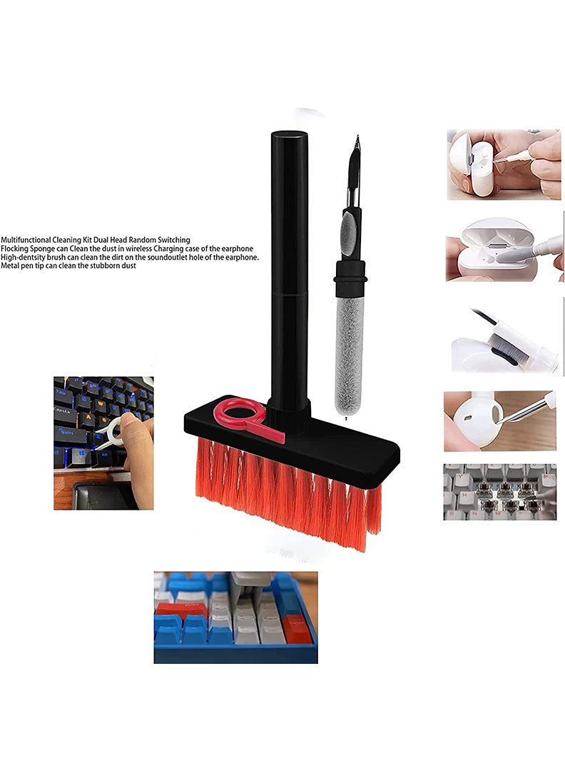 Theodor Cleaning Soft Brush Keyboard Cleaner 5-in-1 Multi-Function Computer Cleaning Tools Kit Keycap Puller Remover Multi Brush for PC Laptop Camera Lens Black  - Image 3