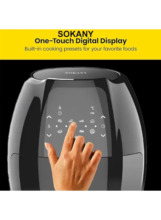 سوكاني مقلاة هوائية رقمية سوكاني SK-8014 بسعة 8 لترات وقوة 1800 واط مع شاشة LCD تعمل باللمس ونظام حماية من الحرارة الزائدة - أسود - Image 5