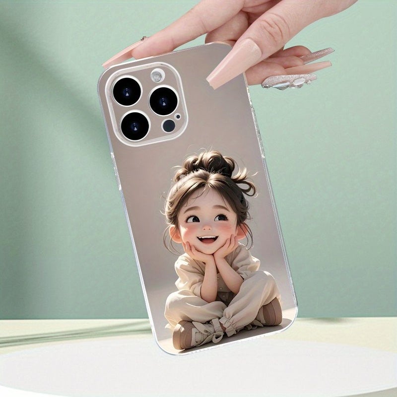 Transparent Drop Phone Case with Cute Girl Design for iPhone 16 Pro Mixed Color - Image 4