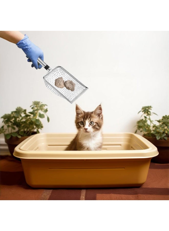 Meetion 4Pcs Cat Litter Scoop, Stainless Steel Mesh Litter Shovel, Rustproof Cat Litter Pooper Scooper, Kitten Pooper Lifter for All Cat Litter - Image 2