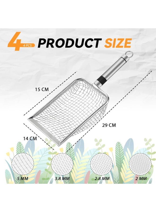 Meetion 4Pcs Cat Litter Scoop, Stainless Steel Mesh Litter Shovel, Rustproof Cat Litter Pooper Scooper, Kitten Pooper Lifter for All Cat Litter - Image 3