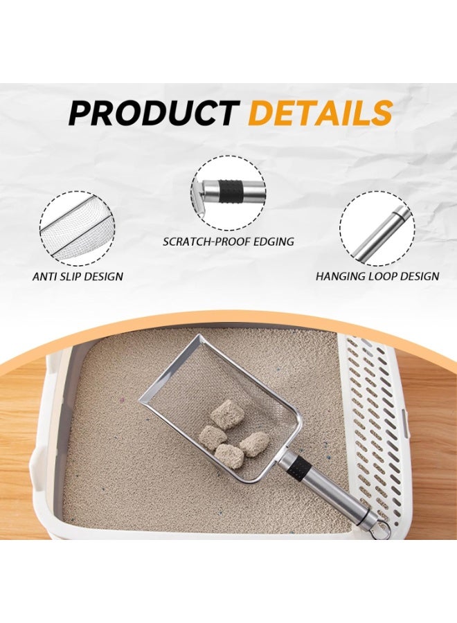 Meetion 4Pcs Cat Litter Scoop, Stainless Steel Mesh Litter Shovel, Rustproof Cat Litter Pooper Scooper, Kitten Pooper Lifter for All Cat Litter - Image 5