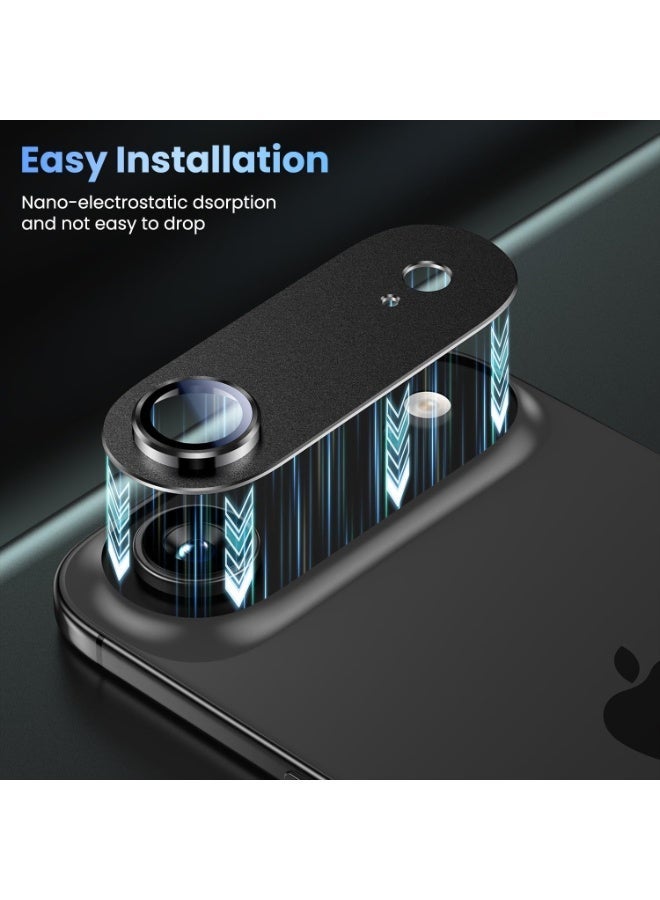 ACLIX Camera Lens Protector for iPhone 17 Air, Full Coverage 9H Tempered Glass Ring Cover, Matte Metal Plate, Case Friendly, 6.5-Inch Display, 1-Pack (Black) - Image 2