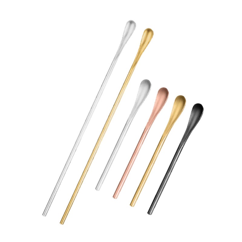 6Pcs Long Handle Stainless Steel Cocktail Mixing Spoons Stirrers For Parties Home Bar - Image 2