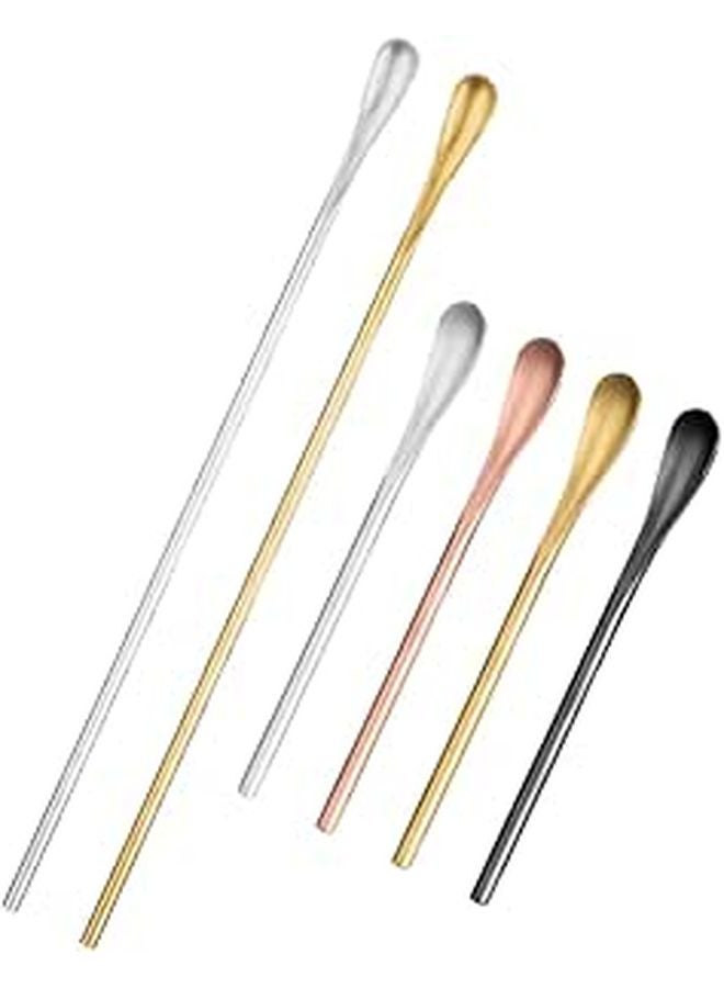 6Pcs Long Handle Stainless Steel Cocktail Mixing Spoons Stirrers For Parties Home Bar - Image 1
