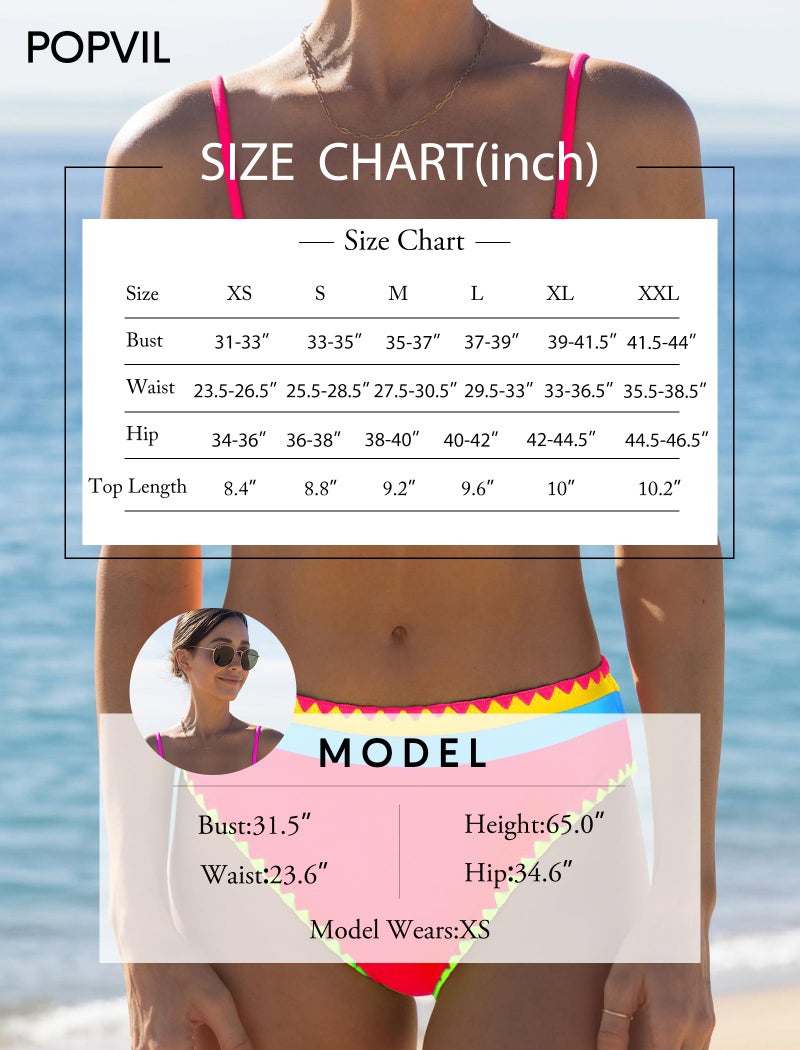 popvil Bikini Sets for Women Bandeau Swimsuits Strapless Two Piece Bathing Suits Neon Swimwear for Beach Vacation 2026 - Image 5