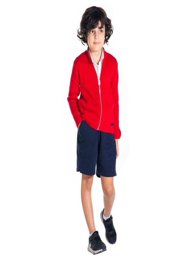 CHERRY CRUMBLE Red Solid Flat Knited Cotton Blend Full Sleeves Boys & Girls Festive Cherry Winter Warm Zipper Cardigan Sweater | Sweater for Baby/Toddler/Preschool/Kids/Teens/Children - Image 5