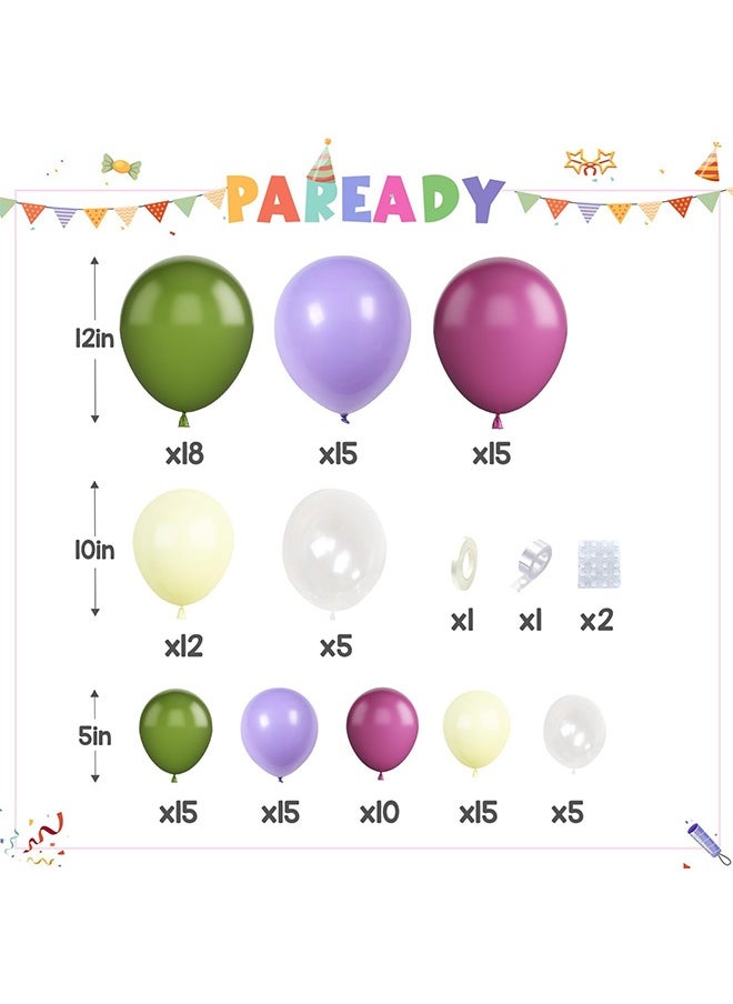 Peachjoy Paready Green Pink Balloons Garland Arch Kit, 125Pcs Retro Peach Pink Green Balloons Arch, Macaron Purple Yellow Balloon for Flower Theme Wedding Bridal Shower Birthday Baby Shower Party Decoration  - Image 5