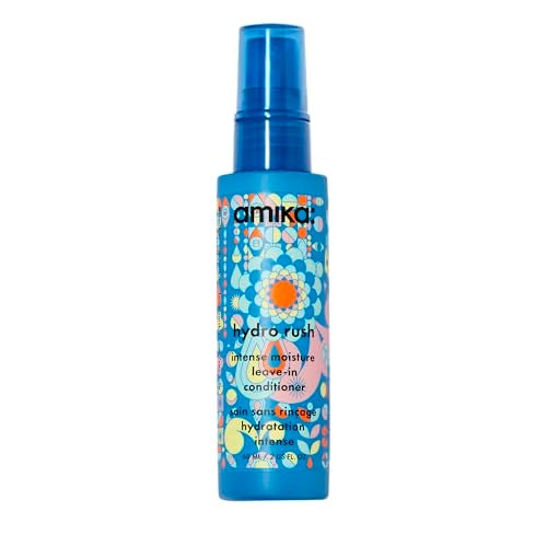 amika Hydro Rush Intense Moisture Leave-In Conditioner with Hyaluronic Acid, 60ml | for all hair types, long-lasting hydration, detangles and reduces frizz, travel size - Image 1
