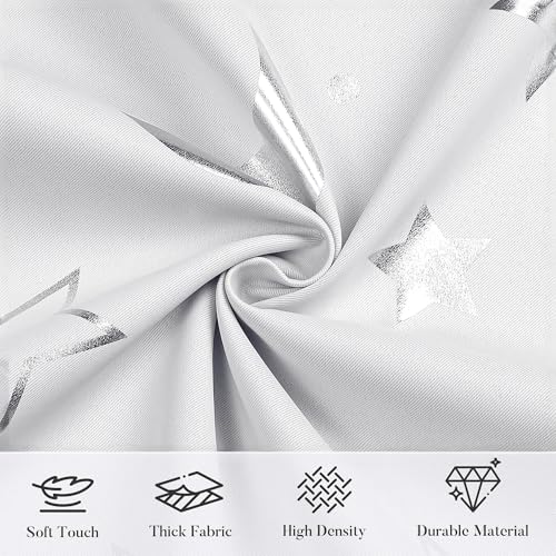 WUBODTI Grey White Blackout Star Curtains for Kids Bedroom 2 Panel Sets 72 Inches Long, Grommet Space Decor Cute Nusery Drapes Room Darkening Thermal Insulated Curtains for Boys Baby Room - Image 5