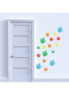 Top label Dinosaur Footprints Wall Decals Dinosaur Tracks Decals For Kids Room Removable Birthday Party Wall Decor Decals 2 Size60 Pcs Orangegreenbluered Yellow  - Image 5