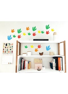 Top label Dinosaur Footprints Wall Decals Dinosaur Tracks Decals For Kids Room Removable Birthday Party Wall Decor Decals 2 Size60 Pcs Orangegreenbluered Yellow  - Image 4